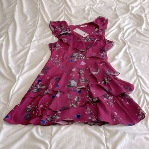 Parker Tiered Delfina Floral Flutter Sleeve Mini Dress Size Small
